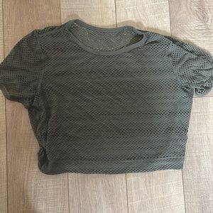 Alo dark green see through workout top